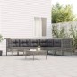 vidaXL Set de muebles de jardín 7 pzas y cojines ratán sintético gris vidaXL Set de muebles de jardín 7 pzas y cojines ratán sintético gris