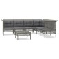 vidaXL Set de muebles de jardín 7 pzas y cojines ratán sintético gris vidaXL Set de muebles de jardín 7 pzas y cojines ratán sintético gris