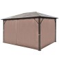 vidaXL Cenador con cortina marrón aluminio 400 x 300 cm vidaXL Cenador con cortina marrón aluminio 400 x 300 cm
