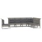 vidaXL Set de muebles de jardín 7 pzas y cojines ratán sintético gris vidaXL Set de muebles de jardín 7 pzas y cojines ratán sintético gris