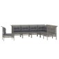 vidaXL Set de muebles de jardín 7 pzas y cojines ratán sintético gris vidaXL Set de muebles de jardín 7 pzas y cojines ratán sintético gris