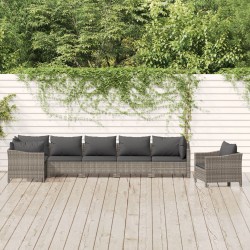 vidaXL Set de muebles de jardín 7 pzas y cojines ratán sintético gris