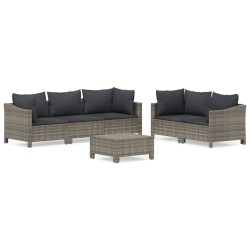 vidaXL Set de muebles de jardín 6 pzas y cojines ratán sintético gris