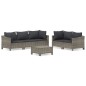 vidaXL Set de muebles de jardín 6 pzas y cojines ratán sintético gris vidaXL Set de muebles de jardín 6 pzas y cojines ratán sintético gris
