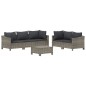 vidaXL Set de muebles de jardín 6 pzas y cojines ratán sintético gris vidaXL Set de muebles de jardín 6 pzas y cojines ratán sintético gris