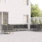 vidaXL Set de muebles de jardín 8 pzas y cojines ratán sintético gris vidaXL Set de muebles de jardín 8 pzas y cojines ratán sintético gris