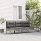 vidaXL Set de muebles de jardín 3 pzas y cojines ratán sintético gris vidaXL Set de muebles de jardín 3 pzas y cojines ratán sintético gris