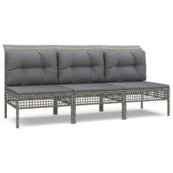 vidaXL Set de muebles de jardín 3 pzas y cojines ratán sintético gris