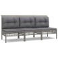 vidaXL Set de muebles de jardín 3 pzas y cojines ratán sintético gris vidaXL Set de muebles de jardín 3 pzas y cojines ratán sintético gris