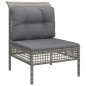 vidaXL Set de muebles de jardín 3 pzas y cojines ratán sintético gris vidaXL Set de muebles de jardín 3 pzas y cojines ratán sintético gris