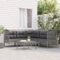 vidaXL Set de muebles de jardín 6 pzas y cojines ratán sintético gris vidaXL Set de muebles de jardín 6 pzas y cojines ratán sintético gris