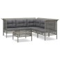 vidaXL Set de muebles de jardín 6 pzas y cojines ratán sintético gris vidaXL Set de muebles de jardín 6 pzas y cojines ratán sintético gris