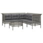 vidaXL Set de muebles de jardín 6 pzas y cojines ratán sintético gris vidaXL Set de muebles de jardín 6 pzas y cojines ratán sintético gris