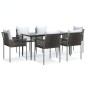 vidaXL Juego comedor jardín 7 piezas y cojines ratán sintético y acero vidaXL Juego comedor jardín 7 piezas y cojines ratán sintético y acero