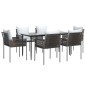 vidaXL Juego comedor jardín 7 piezas y cojines ratán sintético y acero vidaXL Juego comedor jardín 7 piezas y cojines ratán sintético y acero