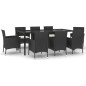 vidaXL Set de comedor de jardín 9 pzas y cojines ratán sintético negro vidaXL Set de comedor de jardín 9 pzas y cojines ratán sintético negro