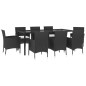 vidaXL Set de comedor de jardín 9 pzas y cojines ratán sintético negro vidaXL Set de comedor de jardín 9 pzas y cojines ratán sintético negro