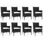 vidaXL Set de comedor de jardín 9 pzas y cojines ratán sintético negro vidaXL Set de comedor de jardín 9 pzas y cojines ratán sintético negro