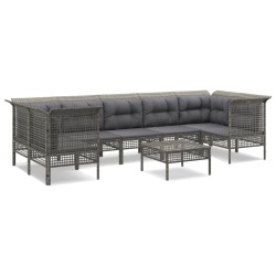 vidaXL Set de muebles de jardín 8 pzas y cojines ratán sintético gris