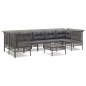 vidaXL Set de muebles de jardín 8 pzas y cojines ratán sintético gris