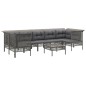 vidaXL Set de muebles de jardín 8 pzas y cojines ratán sintético gris