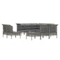 vidaXL Set de muebles de jardín 10 pzas y cojines ratán sintético gris vidaXL Set de muebles de jardín 10 pzas y cojines ratán sintético gris