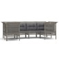 vidaXL Set de muebles de jardín 6 pzas y cojines ratán sintético gris vidaXL Set de muebles de jardín 6 pzas y cojines ratán sintético gris
