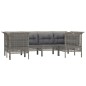 vidaXL Set de muebles de jardín 6 pzas y cojines ratán sintético gris vidaXL Set de muebles de jardín 6 pzas y cojines ratán sintético gris