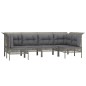 vidaXL Set de muebles de jardín 6 pzas y cojines ratán sintético gris