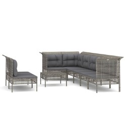 vidaXL Set de muebles de jardín 9 pzas y cojines ratán sintético gris