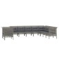 vidaXL Set de muebles de jardín 10 pzas y cojines ratán sintético gris vidaXL Set de muebles de jardín 10 pzas y cojines ratán sintético gris