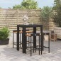vidaXL Mesa bar y taburetes jardín 5 pzas madera acacia ratán PE negro vidaXL Mesa bar y taburetes jardín 5 pzas madera acacia ratán PE negro