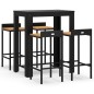 vidaXL Mesa bar y taburetes jardín 5 pzas madera acacia ratán PE negro vidaXL Mesa bar y taburetes jardín 5 pzas madera acacia ratán PE negro