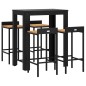 vidaXL Mesa bar y taburetes jardín 5 pzas madera acacia ratán PE negro vidaXL Mesa bar y taburetes jardín 5 pzas madera acacia ratán PE negro