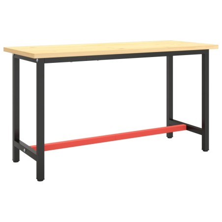 vidaXL Estructura banco de trabajo metal negro y rojo mate 140x50x79cm