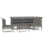 vidaXL Set de muebles de jardín 6 pzas y cojines ratán sintético gris