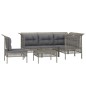 vidaXL Set de muebles de jardín 6 pzas y cojines ratán sintético gris