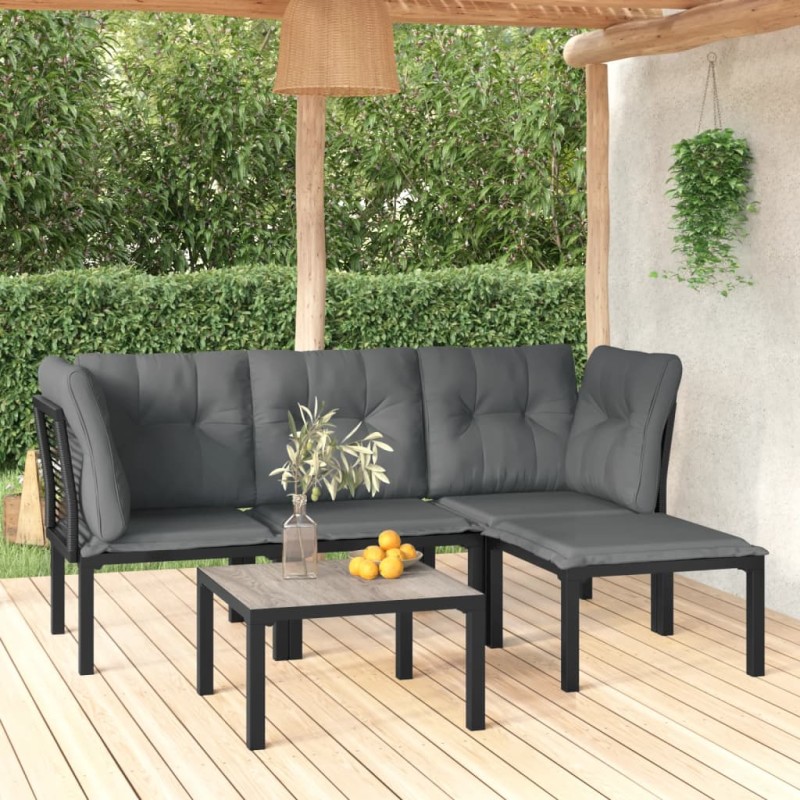 vidaXL Juego de muebles de jardín 5 pzas ratán sintético negro y gris vidaXL Juego de muebles de jardín 5 pzas ratán sintético negro y gris