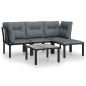 vidaXL Juego de muebles de jardín 5 pzas ratán sintético negro y gris vidaXL Juego de muebles de jardín 5 pzas ratán sintético negro y gris