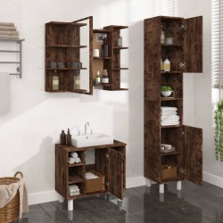 vidaXL Set de muebles baño 3 pzas madera contrachapada roble ahumado