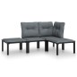 vidaXL Set de muebles de jardín 4 piezas ratán sintético negro y gris vidaXL Set de muebles de jardín 4 piezas ratán sintético negro y gris