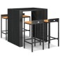 vidaXL Mesa bar y taburetes jardín 5 pzas madera acacia ratán PE negro vidaXL Mesa bar y taburetes jardín 5 pzas madera acacia ratán PE negro