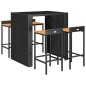 vidaXL Mesa bar y taburetes jardín 5 pzas madera acacia ratán PE negro vidaXL Mesa bar y taburetes jardín 5 pzas madera acacia ratán PE negro