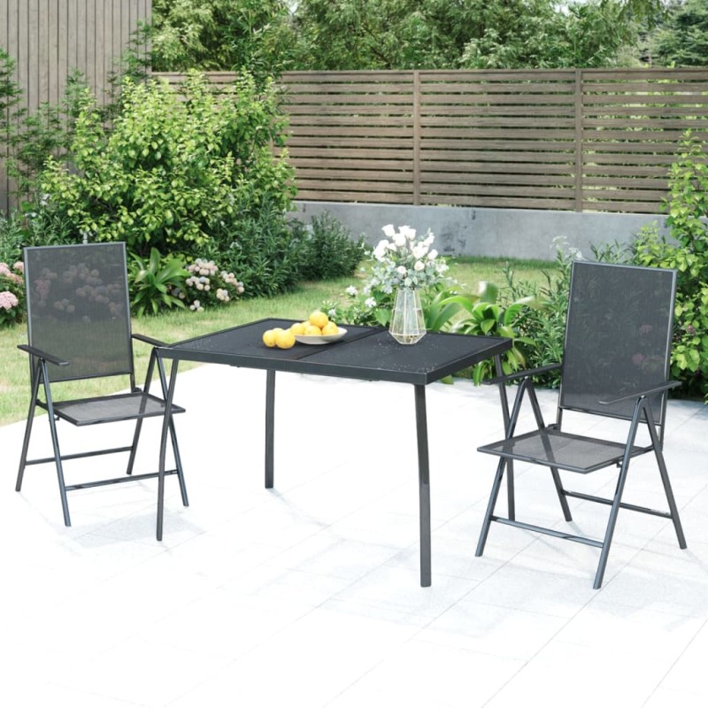 vidaXL Juego de comedor de jardín 3 piezas acero gris antracita vidaXL Juego de comedor de jardín 3 piezas acero gris antracita