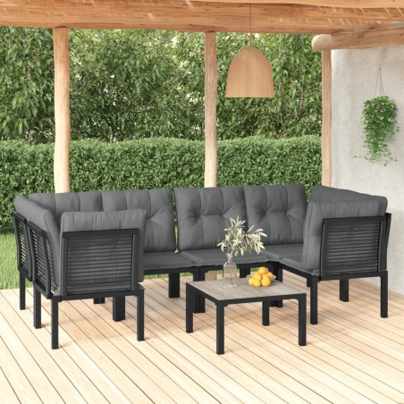 vidaXL Juego de muebles de jardín 7 pzas ratán sintético negro y gris