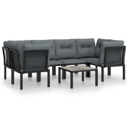 vidaXL Juego de muebles de jardín 7 pzas ratán sintético negro y gris