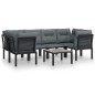 vidaXL Juego de muebles de jardín 7 pzas ratán sintético negro y gris