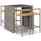 vidaXL Mesa bar y taburetes jardín 5 pzas madera acacia ratán PE gris vidaXL Mesa bar y taburetes jardín 5 pzas madera acacia ratán PE gris