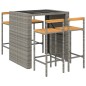 vidaXL Mesa bar y taburetes jardín 5 pzas madera acacia ratán PE gris vidaXL Mesa bar y taburetes jardín 5 pzas madera acacia ratán PE gris
