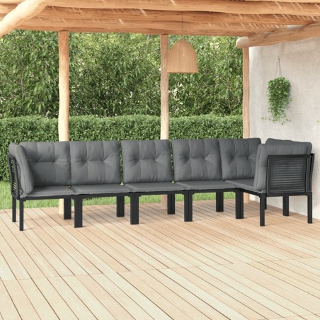 vidaXL Juego de muebles de jardín 6 pzas ratán sintético negro y gris